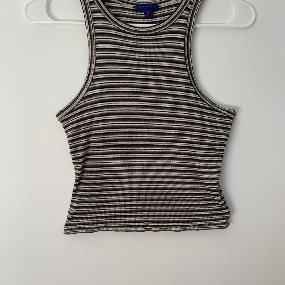 Green Striped crop top.